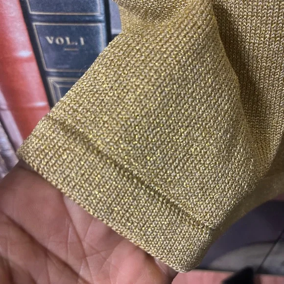 Vintage 1980’s Petite JH Collectibles Sparkling Gold Knit Short Sleeve Top PS - Picture 9 of 12